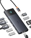Baseus USB C Docking Station Dual Monitor, 10 Gbps USB C Hub 10 en 1 con 2 HDMI Single 4K@120Hz, Dual 4K@60Hz,10G BPS, Gigabit Ethernet y PD 100W para iPhone 15/DELL/HP/Lenovo