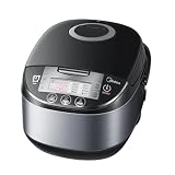 Midea Olla Arrocera Multifuncional con Vaporera (10 Tazas, 1,8 Litros) 11 Funciones Multicocción, Pantalla LED, Calentador, Temporizador, Olla Interior Extraíble Antiadherente (Negro)