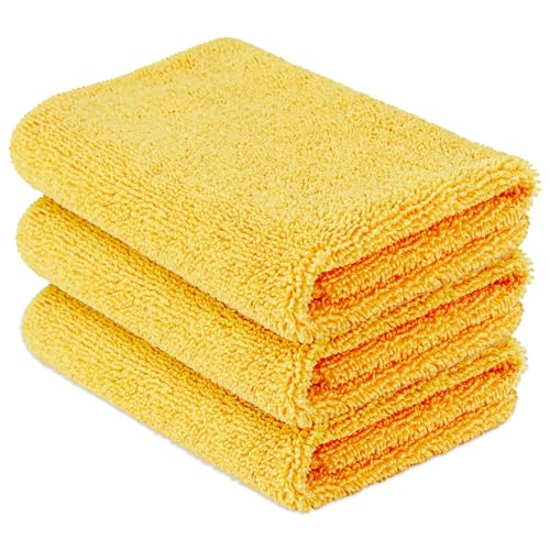 Amazon Basics Ściereczki z Mikrofibry do Samochodów 3 sztuki, 40 × 40 cm, Żółta