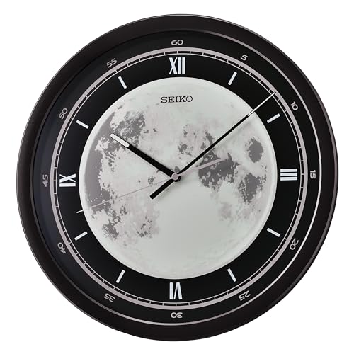 Zegar ścienny Seiko Księżyc QXA831K 40 cm , luminescencyjna tarcza (Oferta Prime)