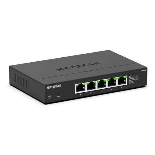 NETGEAR Switch 2,5Gb 5 Porte, Switch Ethernet Gigabit Gestito MS305E  5 x 2,5Gb Porte, Desktop/Parete, Case Metallico