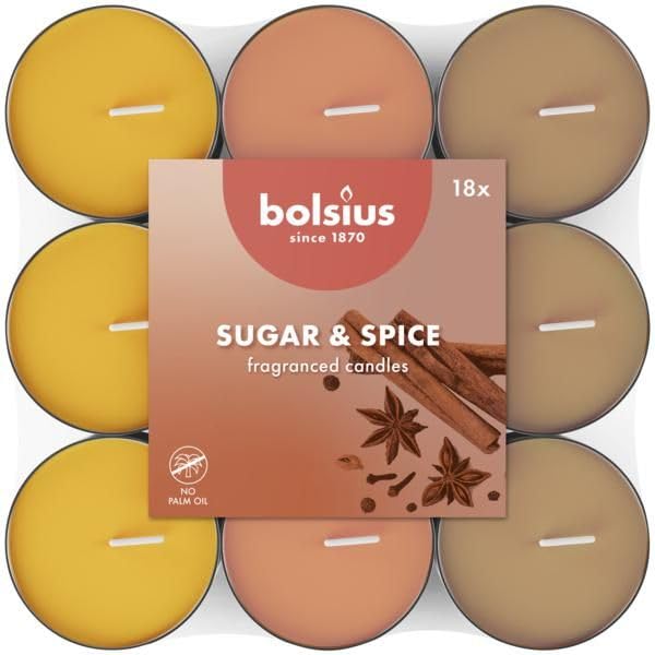 Podgrzewacze zapachowe Bolsius Sugar & Spice 38 mm, do 3,5 godziny palenia, 18 szt.
