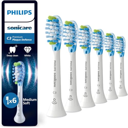 Philips Sonicare C3 Premium Plaque Defense, oryginalne wymienne głowice do szczoteczek, białe, 6 sztuk, HX9046/87 (prime...