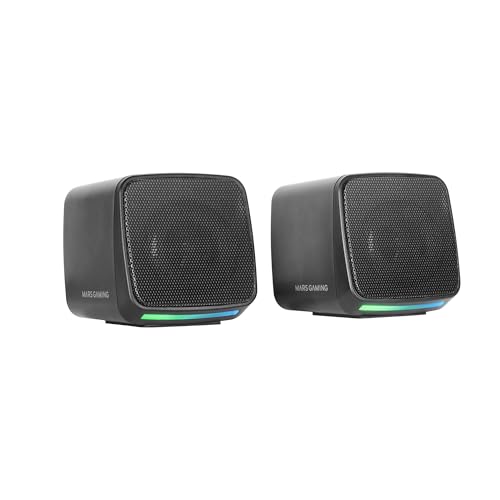 MARSGAMING MS-PRO, Altoparlanti Compatti 10W, RGB Flow Dinamica, Altoparlante PC con Controllo del Volume e Ingresso Jac
