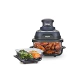 Ninja CRISPi Freidora de Aire Portátil, 3.8L, 4-en-1, Freír, Asar, Mantener Caliente y Grill, Diseño Compacto, Incluye 2 Recipientes de Vidrio Extraíbles, 1700W, Gris