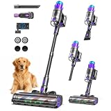 Redkey P9 Pro Aspiradora Sin Cable 68KPa/650W/80 Min, Escoba Aspiradora sin Cable con LED Pantalla, Anti-enredos, Recarga Mural, Aspiradora para Suelos Duros/Alfombras/Pelo Mascotas/Auto