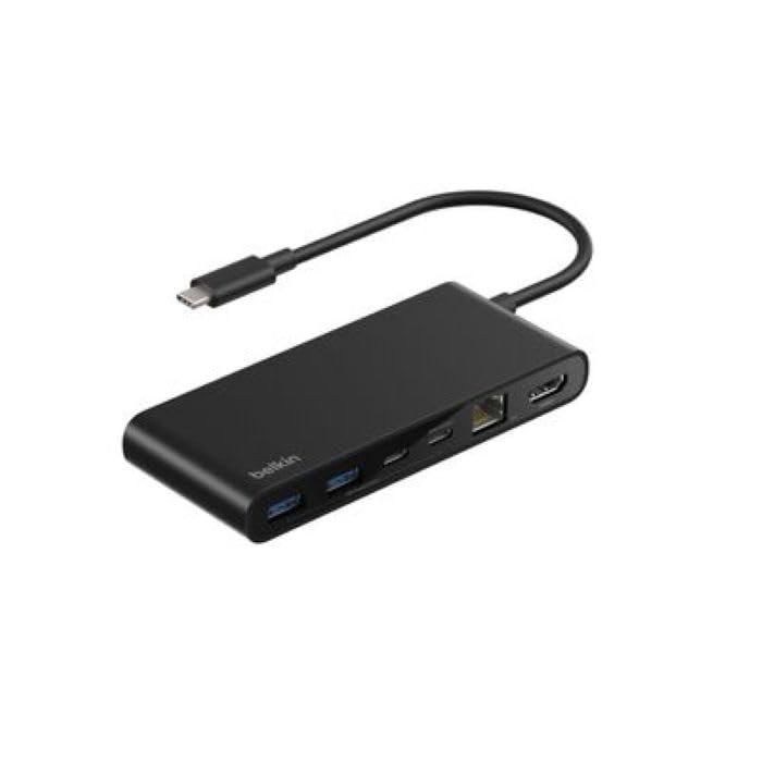 Belkin Connect 8-portowy USB C Hub, Obsługa Wyświetlaczy do 4K przy 60 Hz, Ethernet 2,5 Gb/s