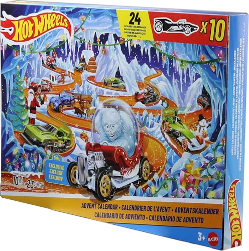Hot Wheels Kalendarz adwentowy 2026 Z 10 pojazdami w skali 1:64 24 dni niespodzianek JLG41 Amazon.de