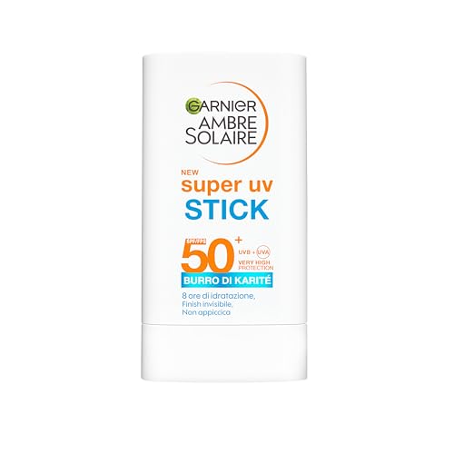 Garnier Ambre Solaire Super UV Stick Protettivo Invisibile SPF50+, 18 g