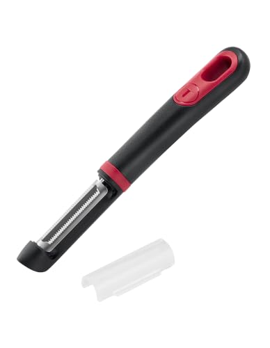 Tefal Ingenio+ K1992034 obieraczka, z nasadką ochronną, podwójne ostrze, czarny/czerwony