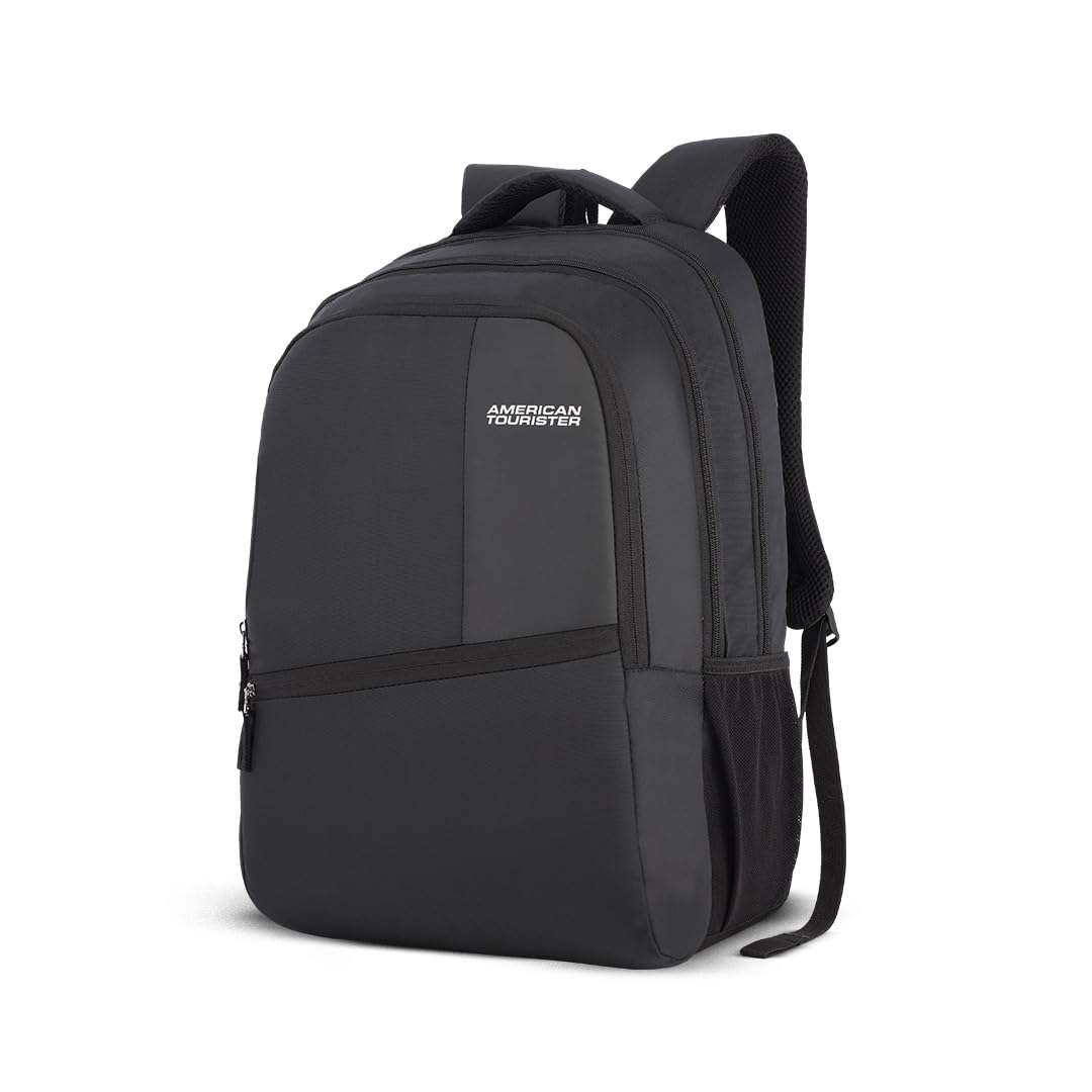 American Tourister Valex | 28L Backpack | 17" Laptop Bag | 2 Compartments | College & Office Backpack for Men and Women | Black | 1 Year Global Warranty
