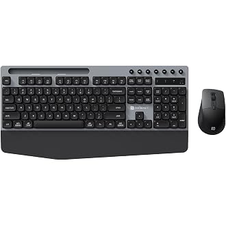 Portronics Key10 Wireless Keyboard and Mouse Combo Set, Grey | Wrist Rest, Multimedia Hotkeys, USB Receiver, Adjustable DPI, AI Assistance