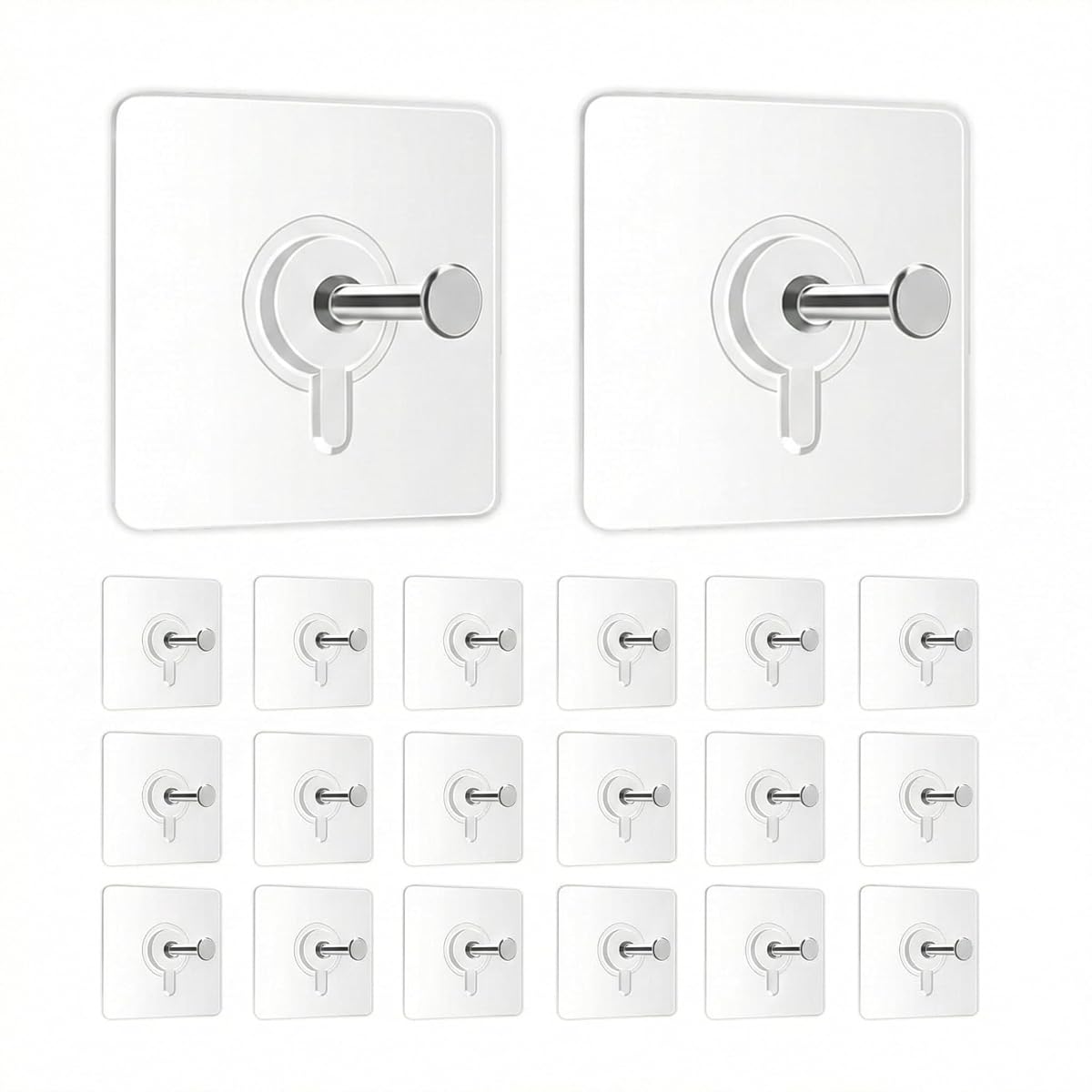 JIALTO 20 Pcs Self Adhesive Hooks for Secure Wall Hanging - Versatile 6mm Nail Hook for Photo Frames Hooks, Clocks, and More - Transparent, Heavy-Duty, No-Drill Solution