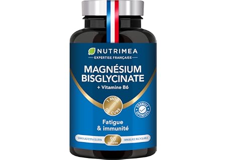 Magnésium Bisglycinate + Vitamine B6 | Sommeil, Stress, Fatigue | Absorption Maximale & Assimilation Facilitée | 90…