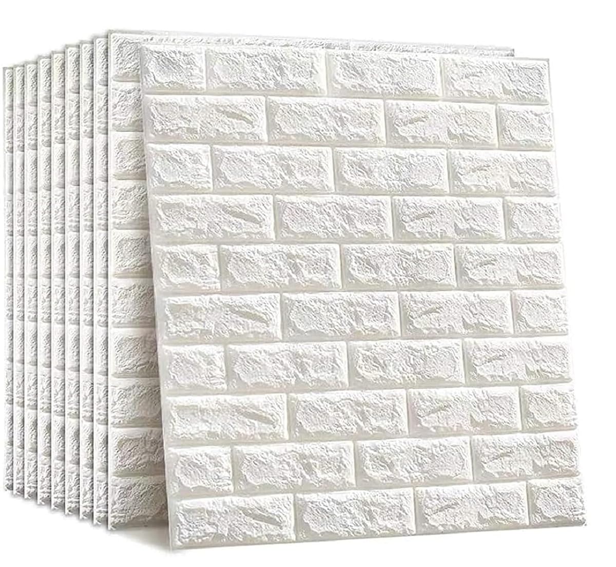 Barebeauty 3D Wall Panel Wallpaper, Self Adhesive PE Foam Brick Sticker, Waterproof Peel & Stick Wall Covering for Home, Bedroom & Living Room Decor, 70 x 77 cm (Pack of 1, 5.8 Sq. Ft. Approx)