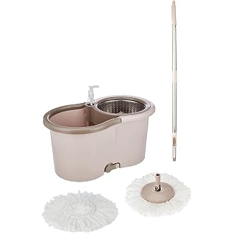 Presto! Spin Mop, Oval Bucket with Steel Basket, Chestnut, 2 Refills