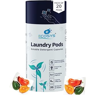 Ecosys 3-in-1 Dissolvable Magic Laundry Pods for 20 washes:Bioenzymes Infused,Tough Stain Fighter for Top & Front Load with Floral Aroma,1 Pod = 1 Was