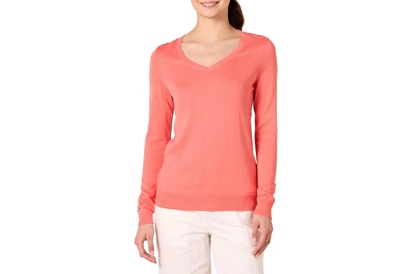 Amazon Essentials Mujer Jersey Ligero de Manga Larga con Cuello en V y Corte Estándar