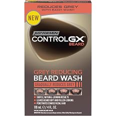 Just For Men Control GX Beard Wash, Reduces Grey - All Shades, 118 ml | CGX beard colour shampoo gradually reduces grey with 