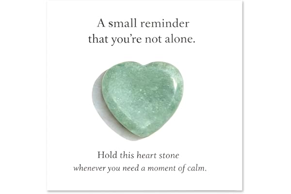 Crystal Worry Stones - Heart Healing Crystal Gifts for Women with Gift Card, Polished Reiki Balancing Good Luck Gifts for Friend