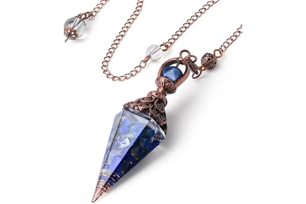Sahoottie Crystal Pendulum Lapis Lazuli Pendulum with Box＆Velvet Bag | Reiki Healing Crystals Pendulums for Dowsing Spiritual Pointed Divination Pendulum Witchcraft Supplies Wiccan Rituals