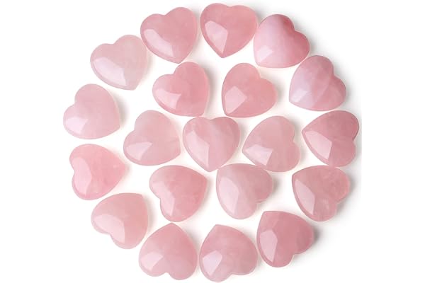 XIANNVXI 20 Pcs Rose Quartz Crystals Heart,Pink Rose Quartz Heart Stones | 0.8" Polished Reiki Healing Crystals,Crystal Gift for Women Collectors Beginners,Pink Gift