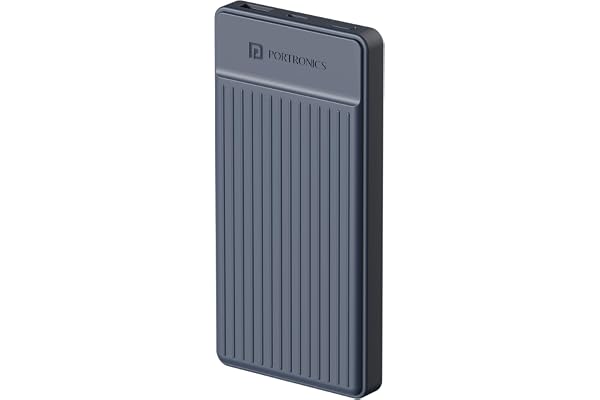 Portronics Luxcell B12 10,000mAh 12W Power Bank, Ultra Slim Power Bank with USB-A Output Port & Type C Input Port | BIS Certified | Type C Cable Included | Made in India (Dark Blue)
