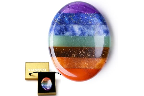 XIANNVXI 7 Chakra Healing Crystal Worry Stone for Meditation,Crystal Gifts | Stress Anxiety Relief for Adults Women,Polished Thumb Stone for Relaxation,Womens Stocking Fillers Stuffers,Mindfulness Gift