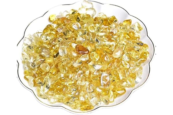 Erliway Natural Citrine Tumbled Chips Crushed Crystal Stone, 7-9mm | Polished Healing Crystal Chips Healing Reiki Crystal Jewelry Making Home Decoration, Aquarium, Vase Fillers, Plants Décor