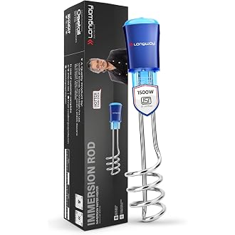 Longway LWIR01 1500W Immersion Water Heater Rod | Water Proof | Shock Proof Body | Heavy Element with Nickel Coated | Instant Fast Heating | ISI Certified | 2 Years Replacement Warranty (Blue)