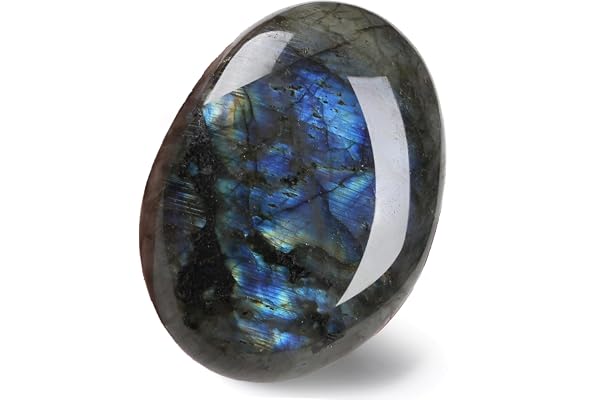 XIANNVXI 2.4" Large Moonstone Crystal,Labradorite Crystal Palm Stone | 0.7" Thick Crystal and Healing Stone for Reiki Meditation,Polished Moonstone Labradorite Crystal Gift 1 Piece