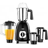 Milton Artis Mixer Grinder, ISI Certified, Grindstone Blade Technology, 4 Jar, 1000 W (22000 RPM), 5 yr motor warranty, 2 yr product warranty I Black