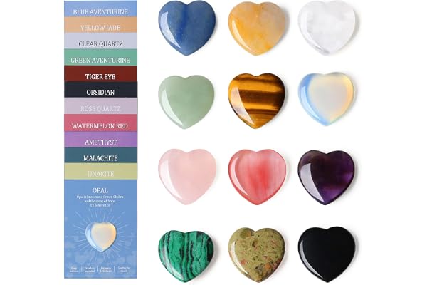 Sahoottie 12 Pcs Healing Crystal Gifts with 12 Pcs Introduction Cards | Natural Crystals and Gemstone Set,Reiki Polished Pocket Stone,Spiritual Gifts for Women,Birthday Party Bag Fillers