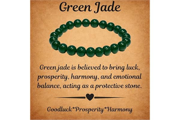 ANAYA AGATE Natural Green Jade Bracelet – Healing Crystal Bracelet for Women, Men – 8mm Round Beaded Bracelets – Bring, Good Luck, Wealth, Prosperity – Unisex Stretch Gemstone Protection Bracelet