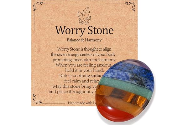 7 Chakra Healing Crystals Polished Worry Stone Palm Colorful Reiki Gemstone Energy Balancing Anxiety Stress Relief Meditation Gifts for Women Men